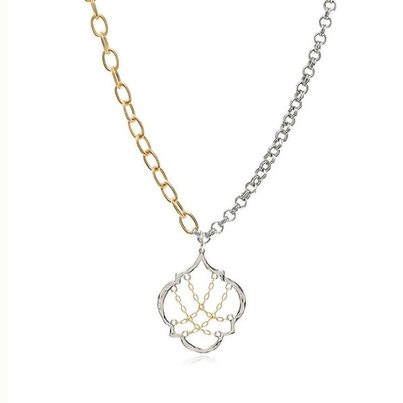 Sara Blaine/eSBe Hologram Mixed Metals Necklace - Picture 1 of 1